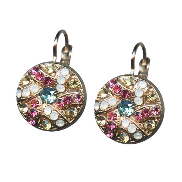 Mariana Earrings Precious Rose, Aquamarine, White Opal & Golden Shadow Austrian Crystals Margarita Cocktail Hour Coll.