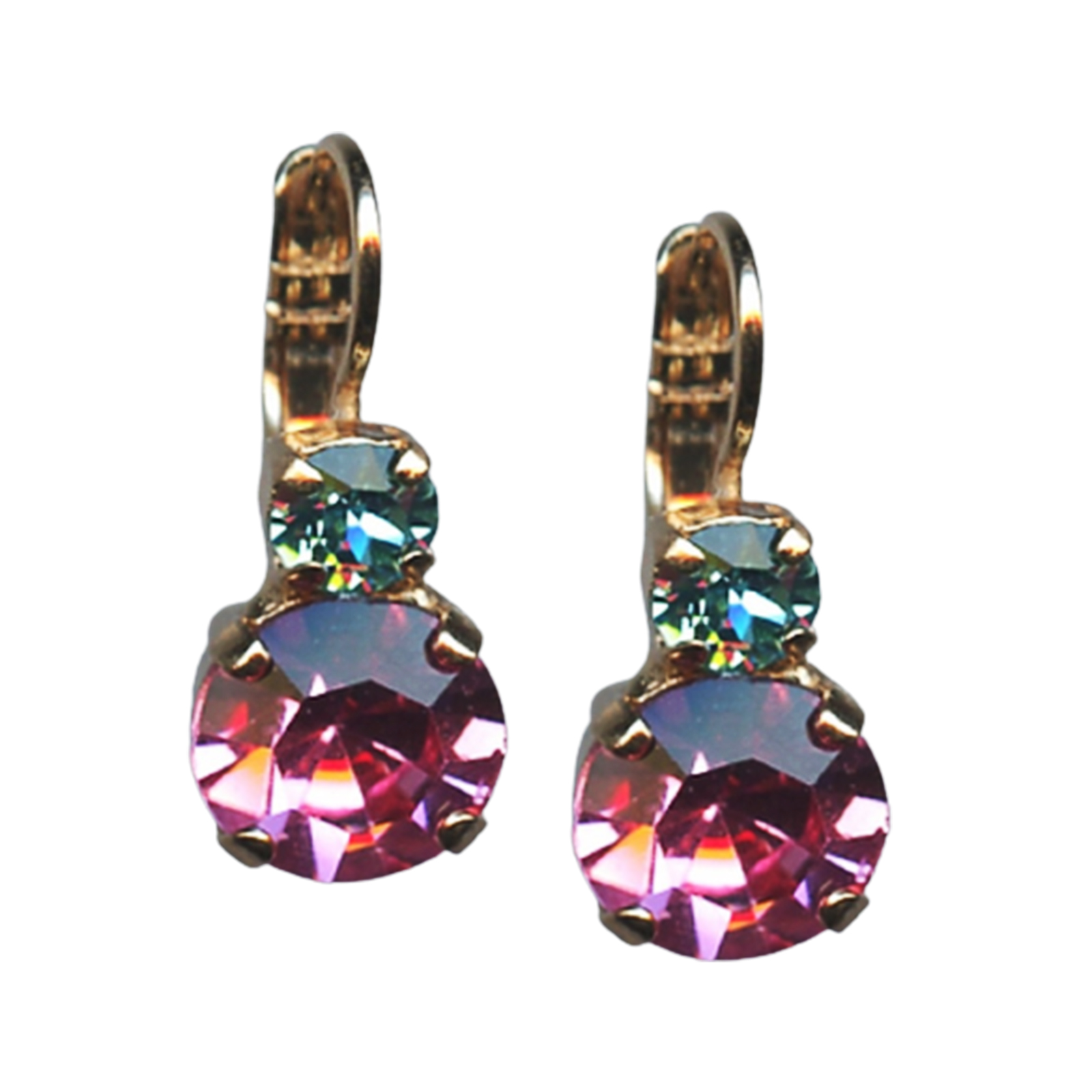 E-1062-1064-RG6(1) Mariana Earrings Precious Rose & Aquamarine Austrian Crystals Margarita Cocktail Hour Coll. - Image 1