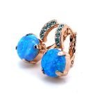 Earrings By Mariana Opal Blue Mineral and Turquoise Swarovski Crystals