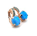 Earrings By Mariana Opal Blue Mineral and Turquoise Swarovski Crystals - Image 3
