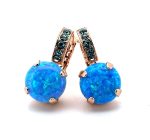 Earrings By Mariana Opal Blue Mineral and Turquoise Swarovski Crystals - Image 2