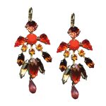 Mariana Earrings Chandelier in Peach, Orange Opal, Citrine, Smoked Topaz, Lt Siam & Topaz Austrian Crystals Ring of Fire Nostalgia Coll. - Image 2