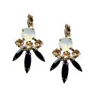 Mariana Earrings Exquisite White Opal, Golden Shadow & Jet Austrian Crystals Pomegranate Silk Road Coll. - Image 3