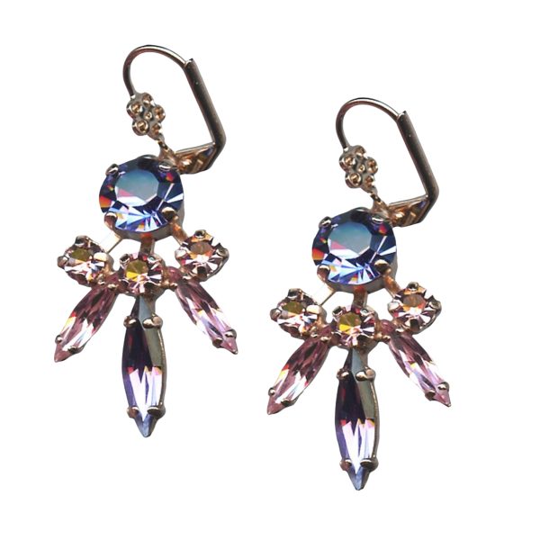 Mariana Earrings Gorgeous Tanzanite, Lt Amethyst & Lt Rose Austrian Crystals My Treasures Coll.