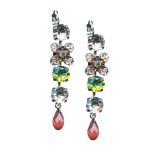 Mariana Earrings Multi Tier Floral Clear, Apple Green & Peach Austrian Crystals My Treasures Coll. - Image 2