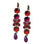 Mariana Earrings Sassy Multi Tier Siam, Fuchsia & Amethyst Austrian Crystals Lady Marmalade Songbook Coll.