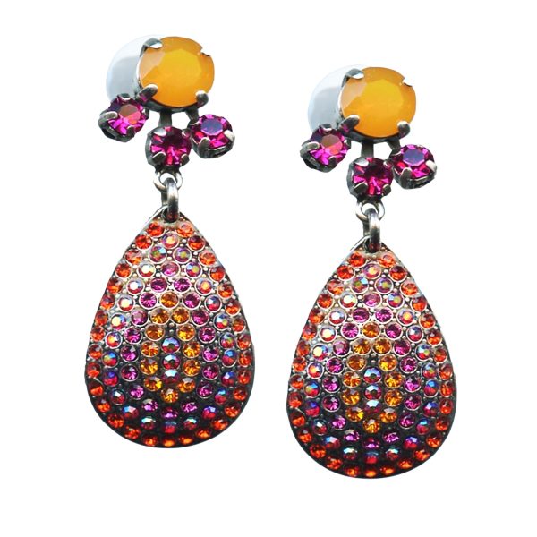 Mariana Earrings Fashionable Orange Opal, Fuchsia, Hyacinth & AB Austrian Crystals Lady Marmalade Songbook Coll.