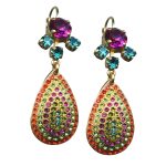 Mariana Earrings Tiger Lily Coll. Glamorous Fuchsia, Aquamarine, Hyacinth, Peridot & Jonquil Austrian Crystals - Image 2