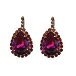 Mariana Earrings Elegant Pear Siam & Ruby Austrian Crystals My Treasures Coll. RG Plating