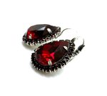 Mariana Earrings Elegant Pear Siam & Ruby Austrian Crystals My Treasures Coll. Silver Plating - Image 2