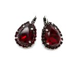Mariana Earrings Elegant Pear Siam & Ruby Austrian Crystals My Treasures Coll. Silver Plating