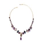 Mariana Necklace Wildberry / Misty Coll. Wallflower Lavender & Amethyst Austrian Crystals - Image 2