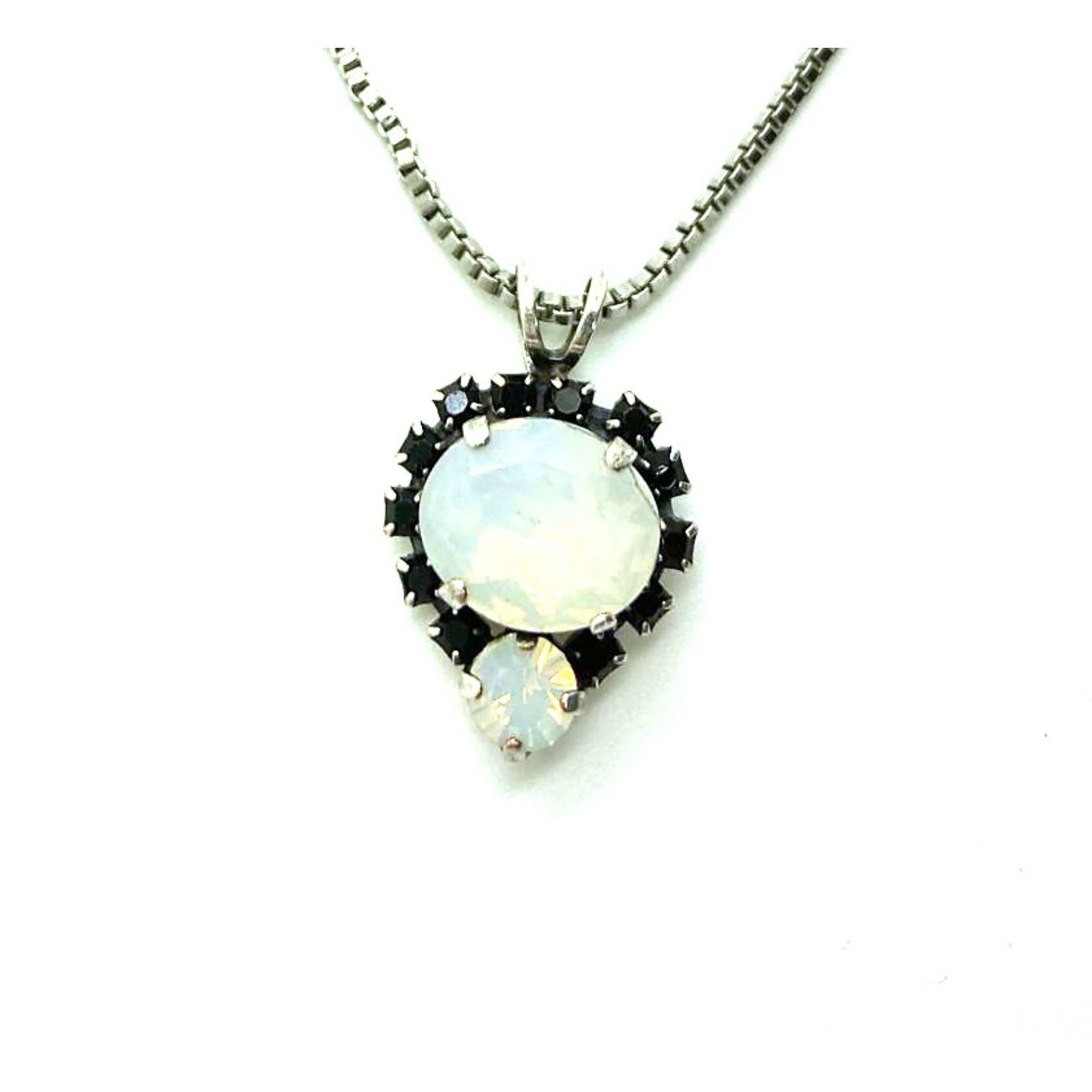 N-5132-2-280234-SP (2) Mariana Necklace Pendant Exquisite White Opal & Jet Black Austrian Crystals My Treasures Coll. - Image 1