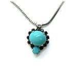 Necklace Pendant By Mariana Woman Beautiful Turquoise and Jet Black Swarovski Crystals - Image 2
