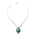 Necklace Pendant By Mariana Woman Beautiful Turquoise and Jet Black Swarovski Crystals
