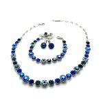 Jewelry Set By Mariana Woman Beautiful Sapphire Necklace, Bracelet and Earrings