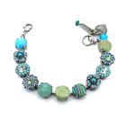 Bracelet By Mariana My Treasures Coll. Fashionable Turquoise, Peridot, Marbled Lt Grey & Aquamarine Austrian Crystals - Image 3