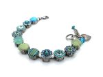 Bracelet By Mariana My Treasures Coll. Fashionable Turquoise, Peridot, Marbled Lt Grey & Aquamarine Austrian Crystals