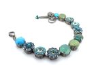 Bracelet By Mariana My Treasures Coll. Fashionable Turquoise, Peridot, Marbled Lt Grey & Aquamarine Austrian Crystals - Image 2