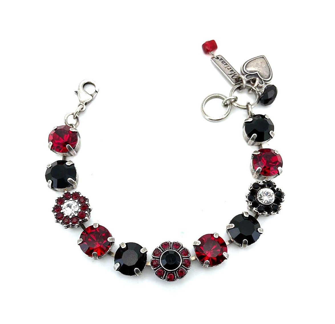 B-4174-208-5-SP (1) Bracelet By Mariana My Treasures Coll. Siam, Jet Black & Clear Swarovski Crystals - Image 1