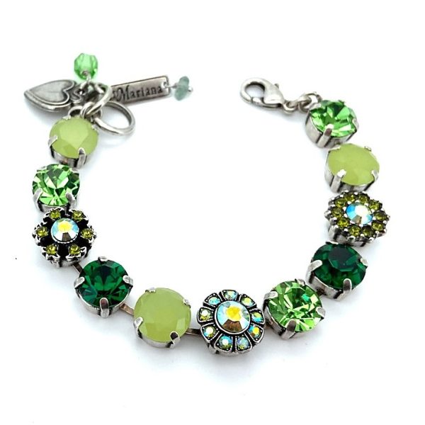 Mariana Bracelet Charming Peridot, Grass Green, Chrysolite Opal & Citrine Austrian Crystals My Treasures Coll.