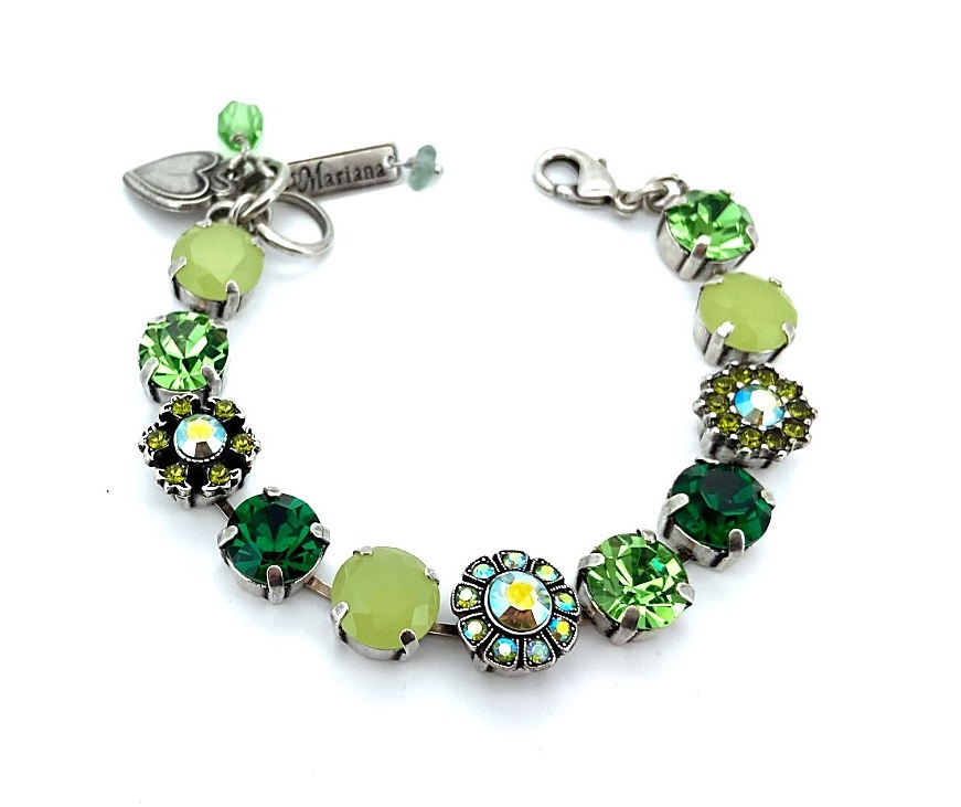 B-4174-214-SP (1) Mariana Bracelet Charming Peridot, Grass Green, Chrysolite Opal & Citrine Austrian Crystals My Treasures Coll. - Image 1