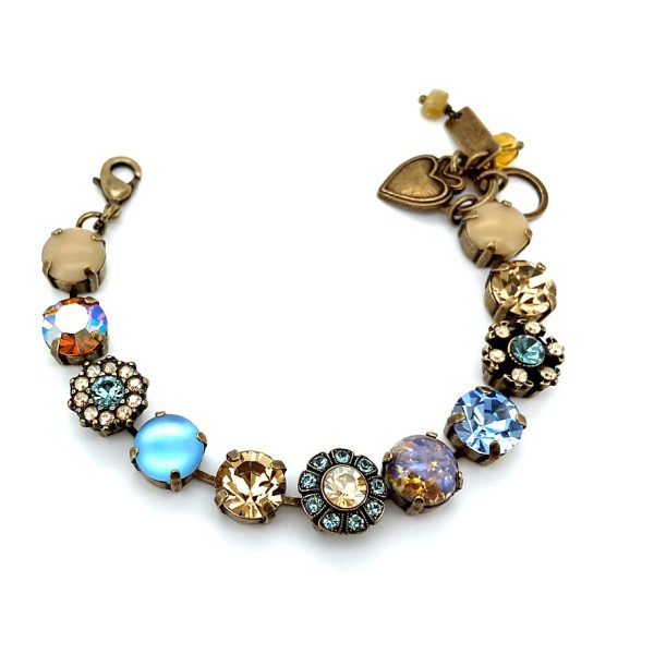 Mariana Bracelet Glamorous Champagne, Amber, Pale Blue, Lt Sapphire & Sand Opal Austrian Crystals Moondrops Cocktail Hour Coll.