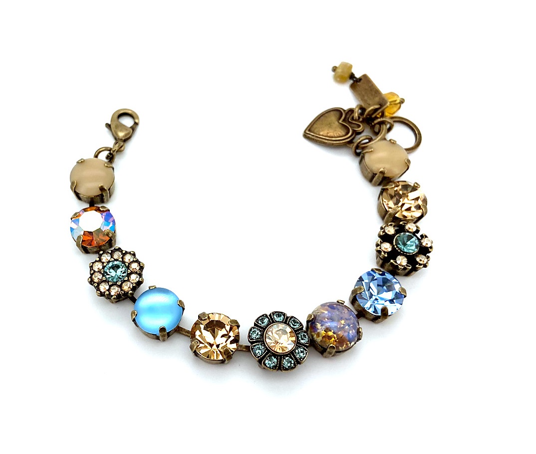 B-4174-216-3-EG (1) Mariana Bracelet Glamorous Champagne, Amber, Pale Blue, Lt Sapphire & Sand Opal Austrian Crystals Moondrops Cocktail Hour Coll. - Image 1