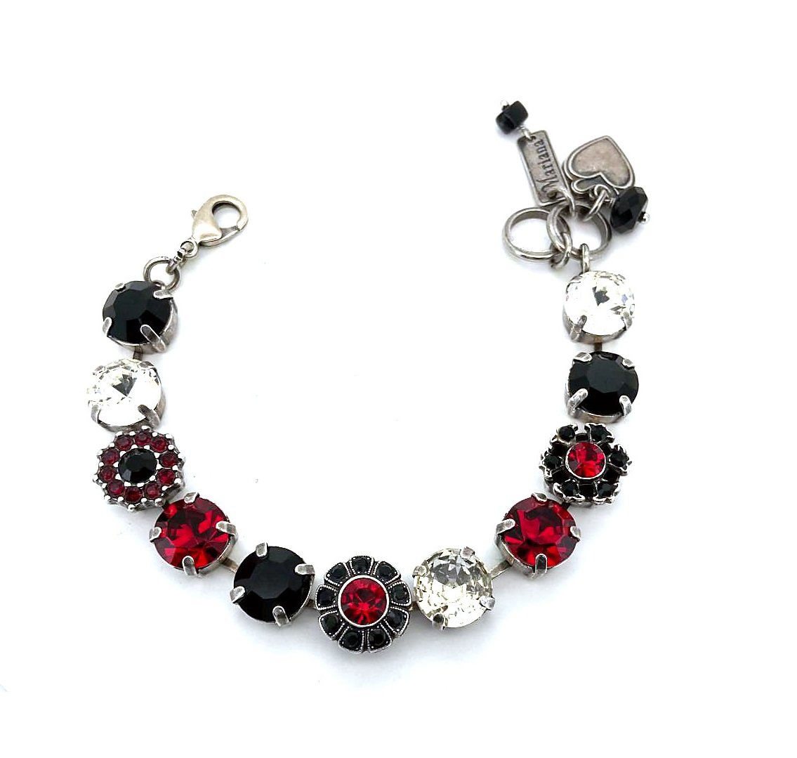 B-4174-280-6-SP (1) Bracelet By Mariana My Treasures Coll. Alluring Jet Black, Clear & Siam Swarovski Crystals - Image 1