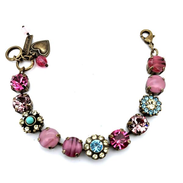Bracelet By Mariana Woman Elegant Vintage Rose and Fuchsia Swarovski Crystals