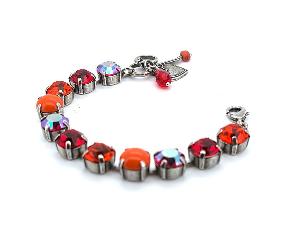 B-4474-1202-SP (3) Bracelet By Mariana Stunning Siam and Coral Swarovski Crystals - Image 1