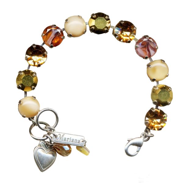 Mariana Bracelet Exquisite Dark Amber, Aurum, Sand Opal & Marbled Stones Austrian Crystals Golden Sand Ambrosia Coll.