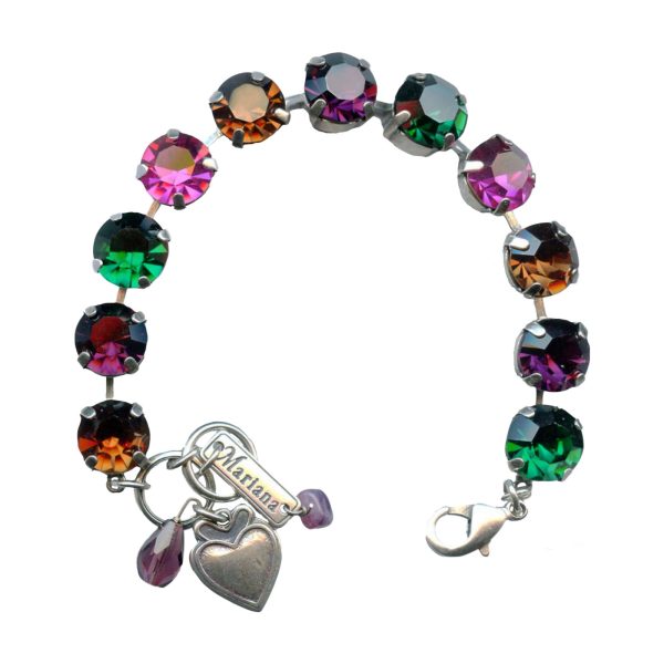 Mariana Bracelet Fab Drk Amber, Amethyst, Emerald & Rose Austrian Crystals My Treasures Coll.