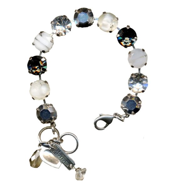 Mariana Bracelet Elegant Morion, White Opal, Foil & Clear Austrian Crystals Gardenia East Meets West Coll.