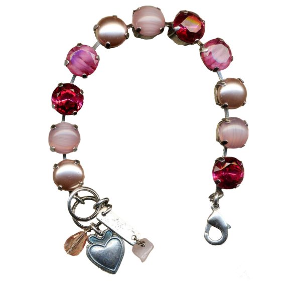 Mariana Bracelet Lovely Pink Pearl, Rose Opal, Ruby & Lt Rose Austrian Crystals Rose East Meets West Coll.
