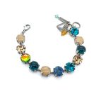 Mariana Bracelet Adorable Teal Green, Amber, & Sand Opal Austrian Crystals Harmony Dancing the Night Away Coll.