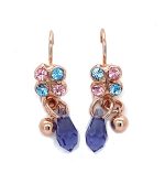 Earrings By Mariana The Sweet Life Coll. Lovely Tanzanite, Aquamarine & Rose Swarovski Crystals - Image 2