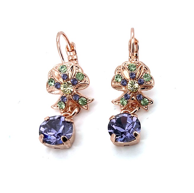 E-1006-1117-RG6 (1) Mariana Earrings Fab Bow in Purple Velvet & Peridot Austrian Crystals My Treasures Coll. - Image 1