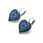 Earrings By Mariana Woman Heart Shaped Sapphire and Montana Blue Swarovski Crystals