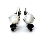 Mariana Earrings Beautiful White Shell Mineral & Jet Black Austrian Crystals Peace Nirvana Coll. - Image 3