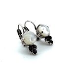 Mariana Earrings Beautiful White Shell Mineral & Jet Black Austrian Crystals Peace Nirvana Coll. - Image 2