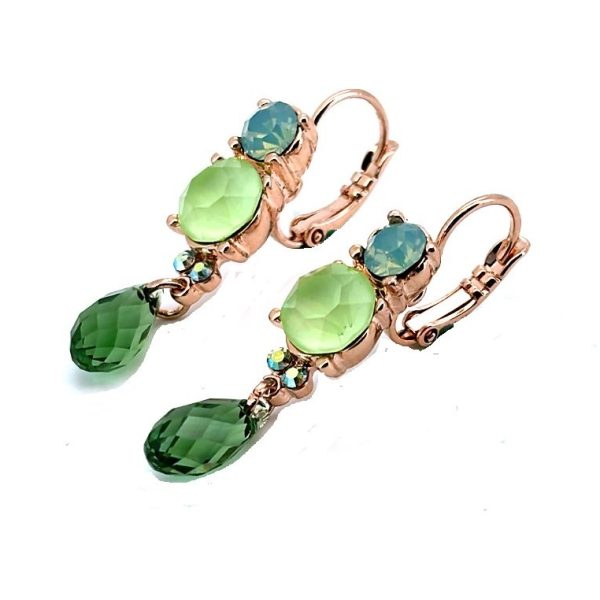 Earrings By Mariana Woman Elegance Fern and Mint Green Swarovski Crystals