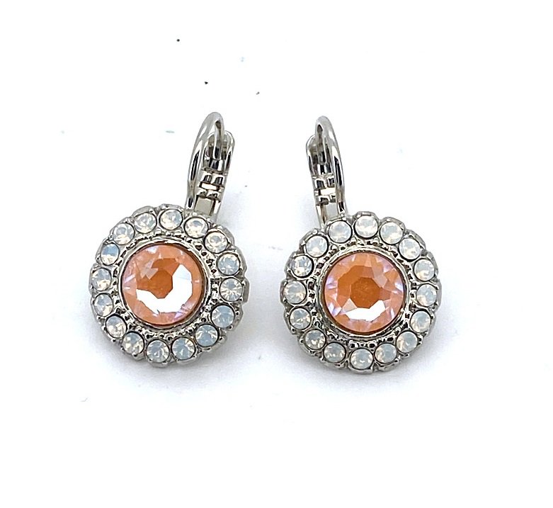 E-1014-3-1913-RO6 (3) Earrings By Mariana Woman Fab Floral Peach and Opal Swarovski Crystals - Image 1