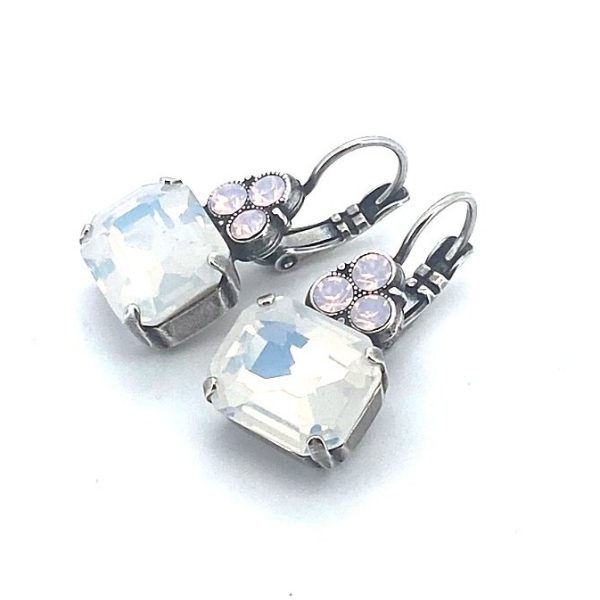 Earrings By Mariana Songbook Coll. Charming White Opal & Rose Opal Swarovski Crystals