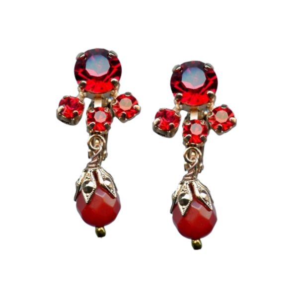 Mariana Earrings Fab Dangling Reds Austrian Crystals My Treasures Coll.