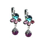 Mariana Earrings Beautiful Indian Pink, Purple & Blue Zircon Austrian Crystals Sorbet Sweet Summer Coll.