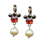Mariana Earrings Pearl Mineral, Hyacinth & Jet Black Austrian Crystals St Barts Caribbean Life Coll. - Image 3