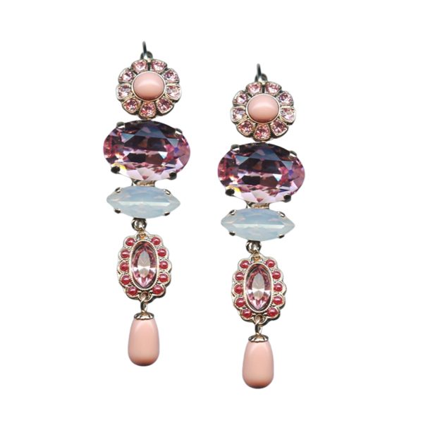 Mariana Earrings Lovely Pink Coral, Lt Rose & Rose Opal Austrian Crystals Antigua Caribbean Life Coll.