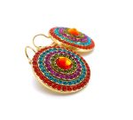 Mariana Earrings Tiger Lily Icons Coll. Adorable Orange, Plum Purple, Aqua Blue & Grass Green Austrian Crystals - Image 3