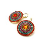Mariana Earrings Tiger Lily Icons Coll. Adorable Orange, Plum Purple, Aqua Blue & Grass Green Austrian Crystals - Image 2